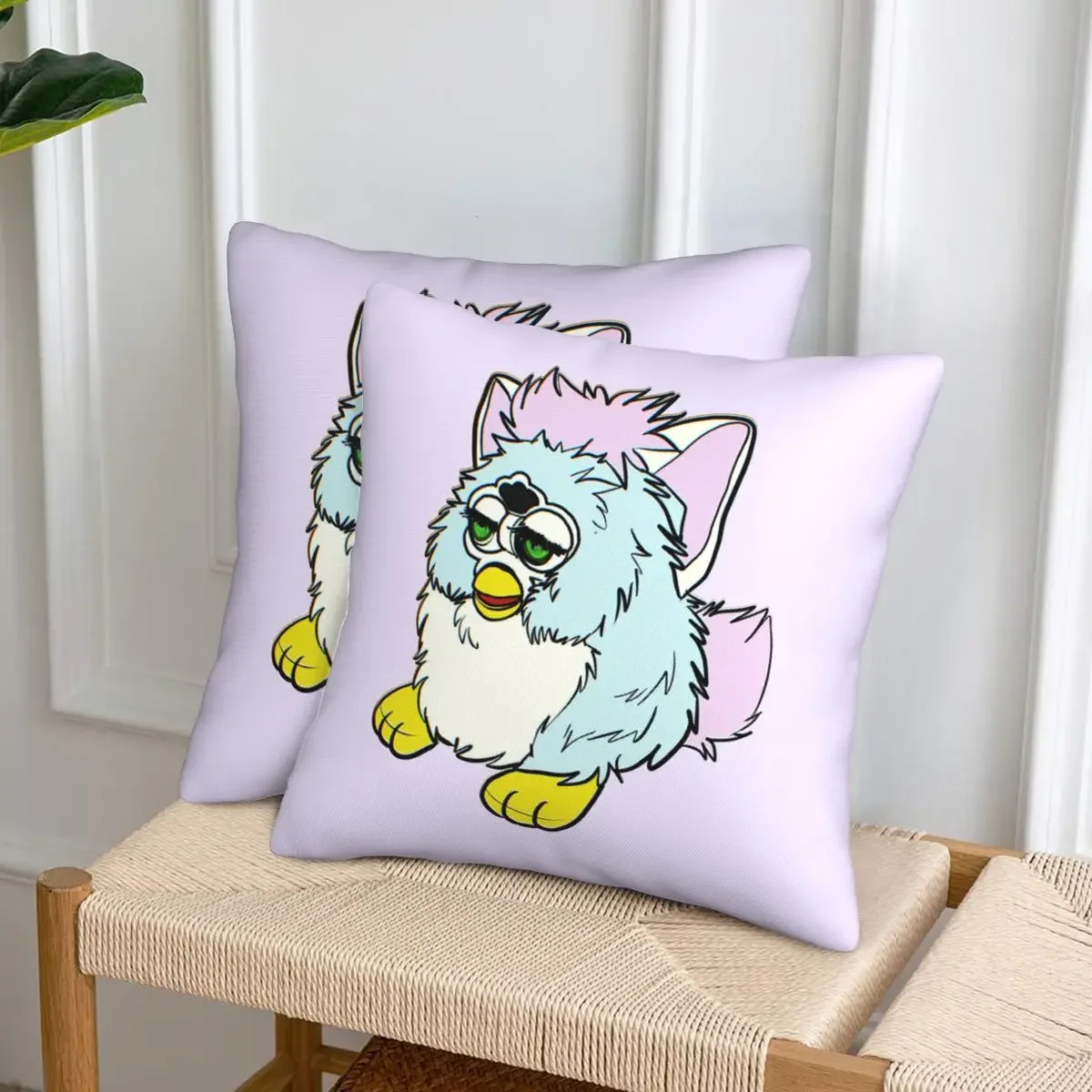 Furby Army - Funda de almohada cuadrada, 2 unidades, con cremallera, decorativa, cómoda, para el hogar y el dormitorio