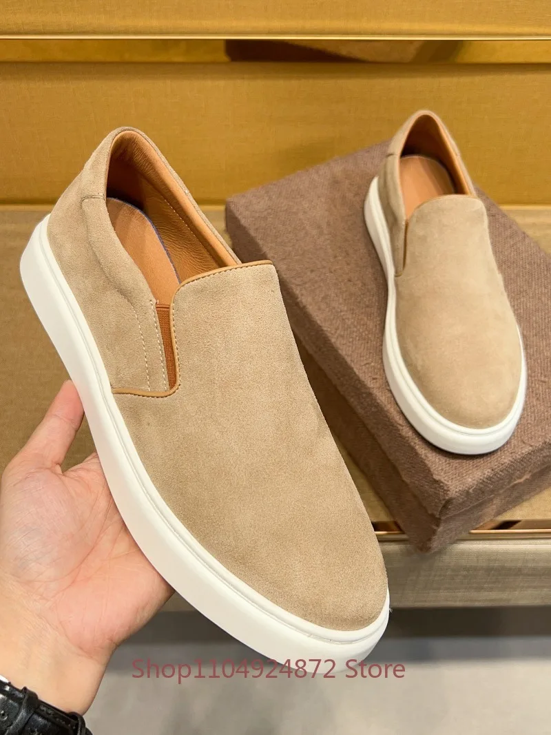 

Luxury Loafers Men's High End Cowhide Casual Sneakers Youth Breathable Round Toe Outdoor Sport Hiking Spring Summer Man Shoes