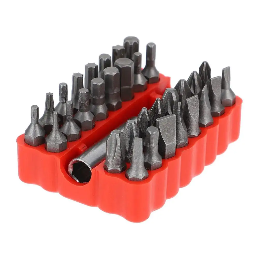 33PC Hex Shank Organiser Screwdriver Bit Solid Batch Head Combination Hollow Shaped Set  Storage Box