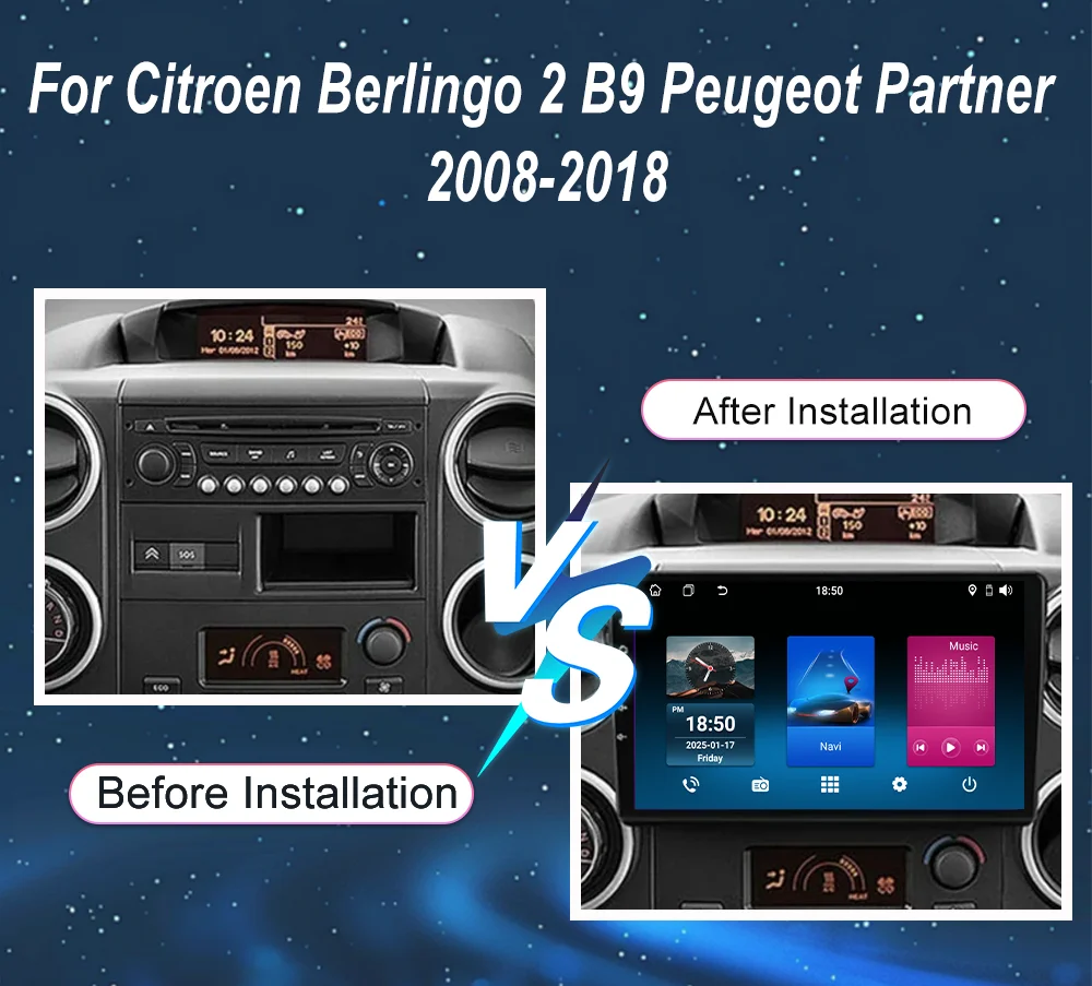 

Автомагнитола Android 16 для Citroen Berlingo 2 B9 Peugeot Partner 2008-2018, GPS-навигация, мультимедийный проигрыватель, головное устройство