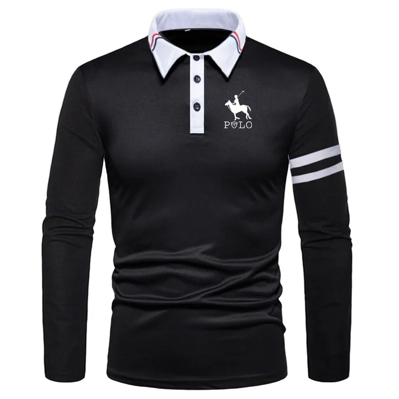 Brand new 2025 Spring Men's Long sleeved Polo Shirt Fashion Printed Casual Top