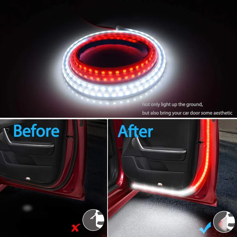 Car Door Decoration Welcome Light Strips Strobe Flashing Lights Safety 12V 120cm LED Opening Warning LED Ambient Lamp Strip Auto
