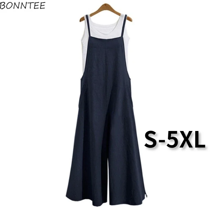 6-colors Jumpsuits Women Loose Japanese Style Literary Wide Leg All-match Summer Mature Ladies Fashion Temperament Harajuku Ins