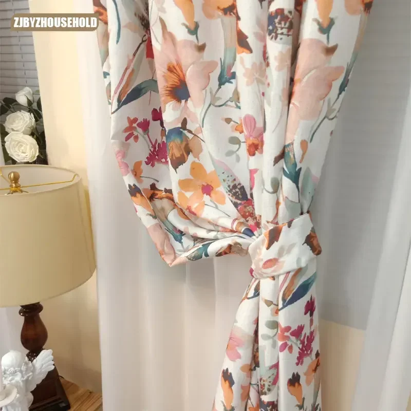 

Large Floral Holiday Style Curtains for Bedroom Living Room High Shading New French American Pastoral Country Modern Printed