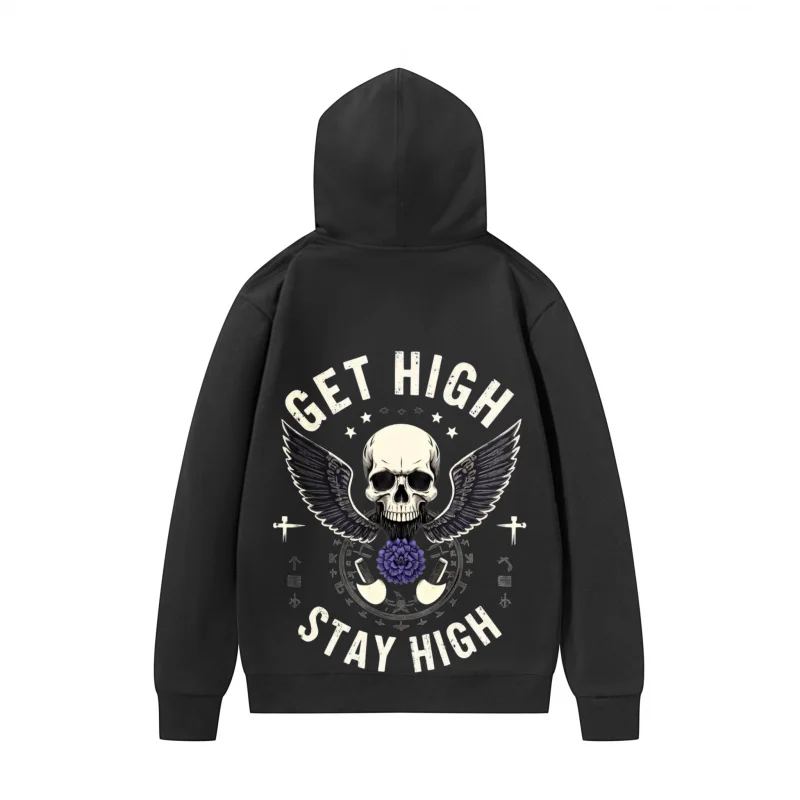 تصميم جمجمة هوديي للرجال مع طباعة نصية، تصميم جمجمة ممتع، نسيج قابل للتنفس #3