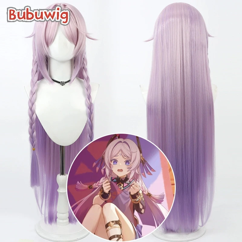 Bubuwig pelo sintético Citlali Natlan pelucas de Cosplay Genshin Impact 100cm de largo rosa claro degradado púrpura Cos peluca resistente al calor