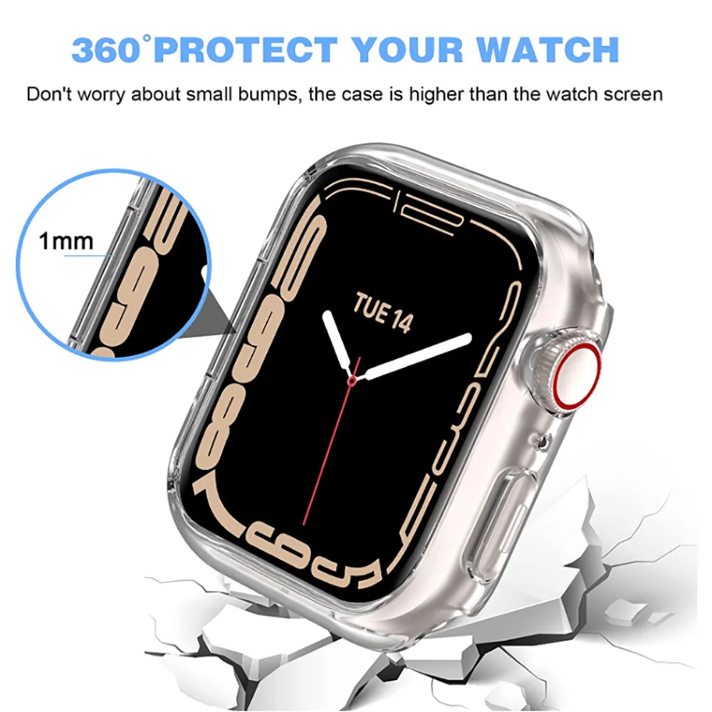 Screen Protector Film+Case for Apple Watch 45MM 41MM 40MM 44MM 42mm 38mm Protective Cover Soft Film for iWatch 9 8 7 6 SE 5 4 3