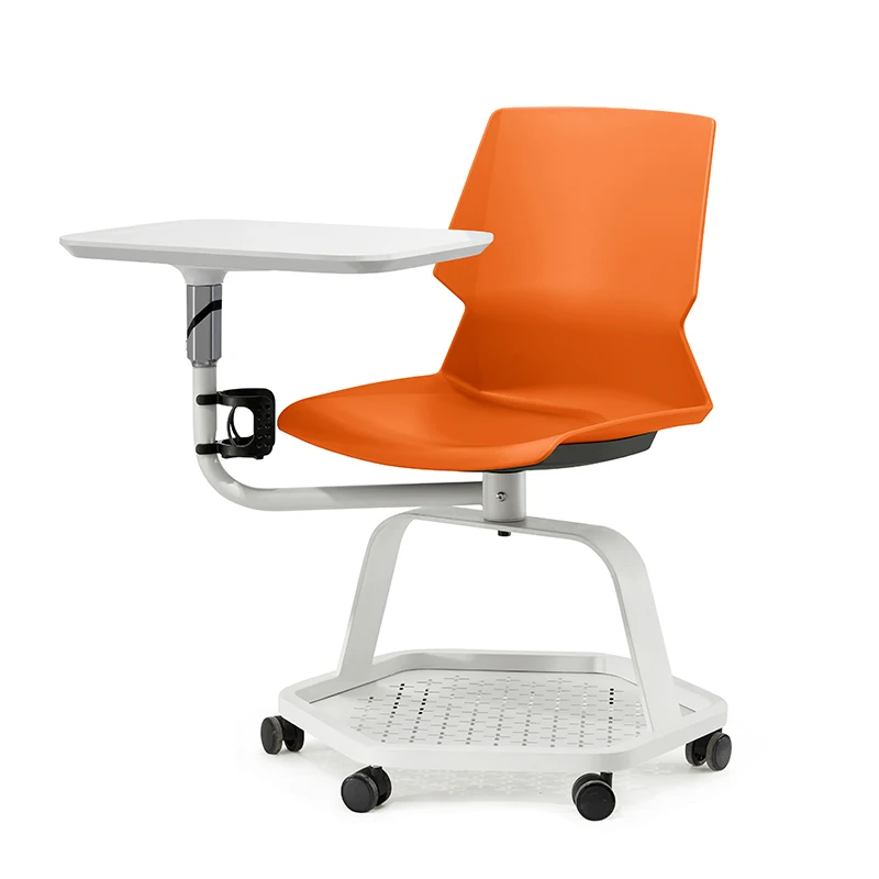 Personnalisé.Meubles d'école de bureau chaises de formation en classe avec chaise en plastique à roulettes avec bloc-notes