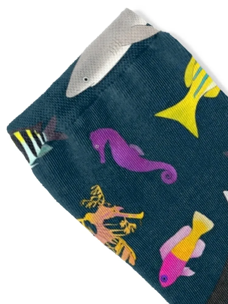 Tropical Reef Fishes (Dark) Socks designer brand funny gift Man Socks Women's