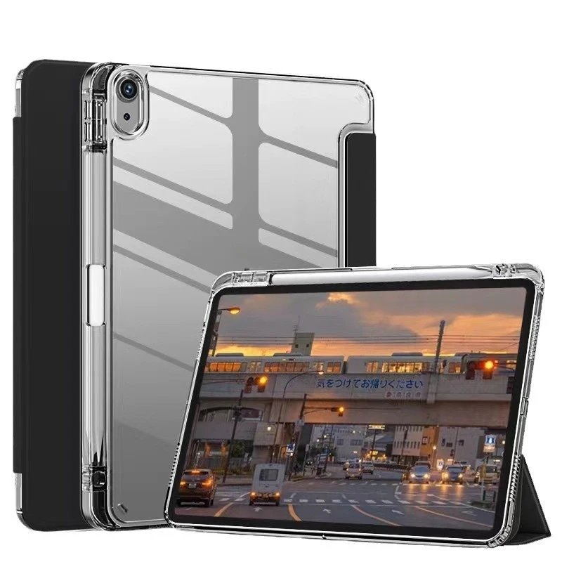 

Tri-Fold Acrylic Case with Pencil Holder for iPad Air 6 Pro 11 Mini 7 10th Gen