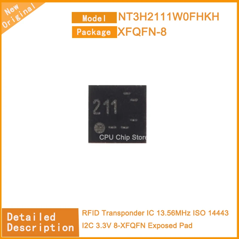 10Pcs/Lot New Original   NT3H2111W0FHKH  NT3H2111 RFID Transponder IC 13.56MHz ISO 14443 I2C 3.3V 8-XFQFN Exposed Pad