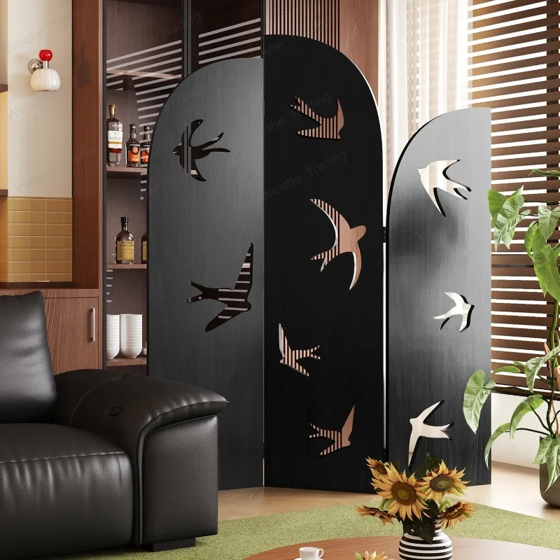 Folding Thousand Birds Blade Screen Retro Swallow Folding Screen Living Room Household French Home Partition Art Medieval Screen