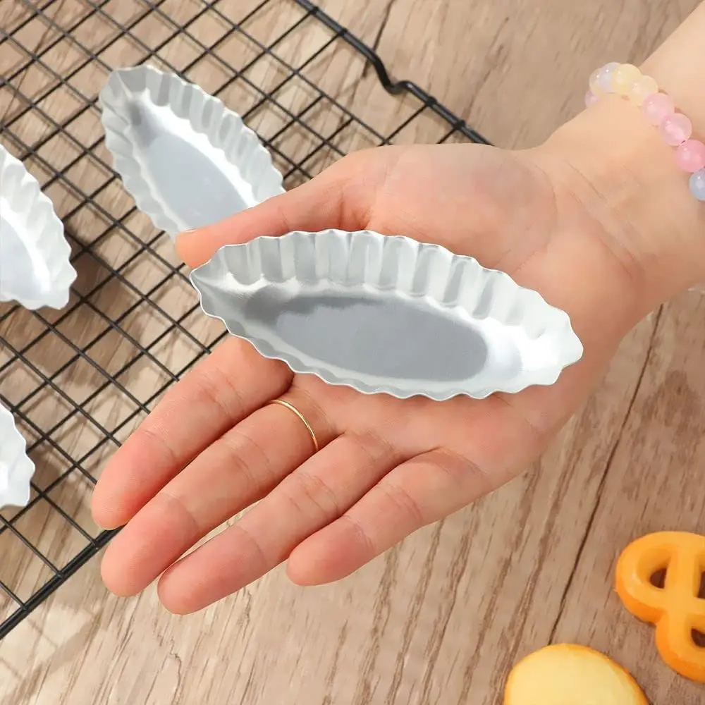 5/10/15pcs Mini Cake Tart Mold Aluminum Boat Shape Mousse Dessert Cupcake Pudding Mould for Kitchen Pastry Baking Accessories