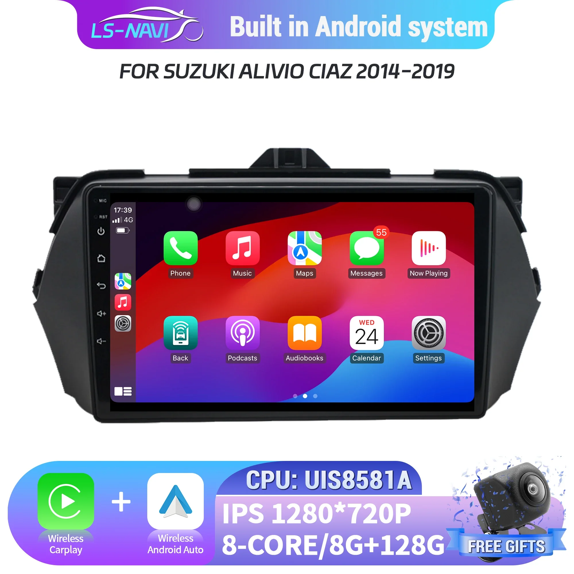 

Car Radio Multimedia GPS For Suzuki Alivio Ciaz 2014-2019 Android 14 Navigation Wireless Bluetooth CarPlay Touch Screen Stereo
