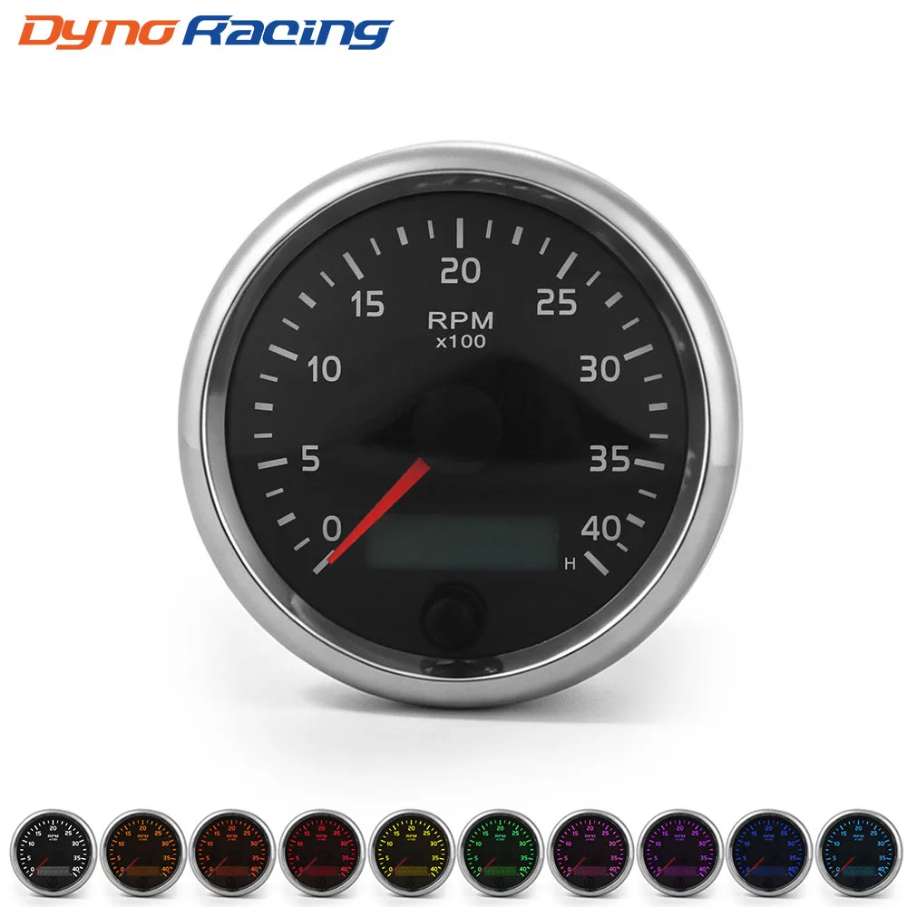 85MM Tachometer 0-4000RPM 12V/24V Waterproof RPM Gauge 10 Colors Tacho Meter With LCD Hourmeter For Diesel Car Boat Motorcycle