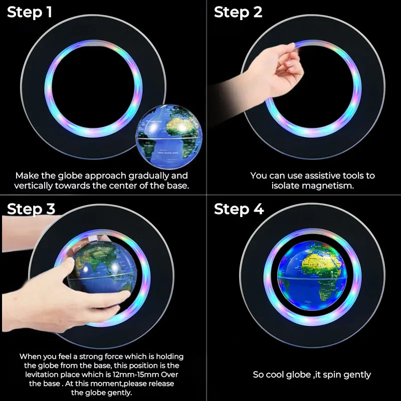 Imagem -05 - Lâmpada de Levitação Magnética Globo em Forma de o Circular Polegadas Led Display Rack Led Luz Colorida Globo de Alta Definição