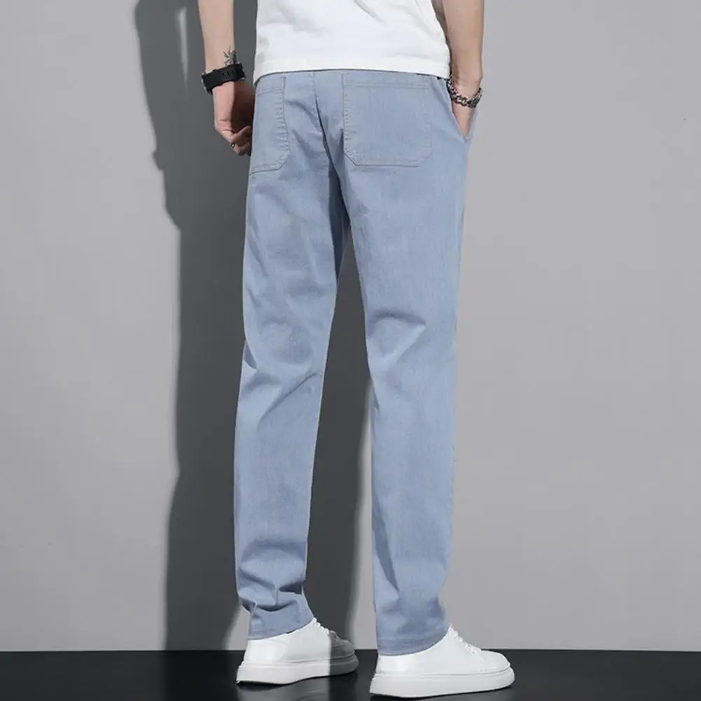 Pantaloni a gamba larga in vita elastica con coulisse da uomo con Design tascabile sicuro con tasche per viaggi sportivi abbigliamento quotidiano tinta unita da uomo