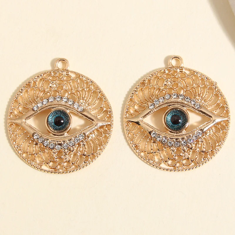 5pcs Gold Color 33x30mm Punk Hollow Eye Charms Enamel Pendant Fit Necklace Bracelet DIY Handmade Jewelry Making Finding Supplies