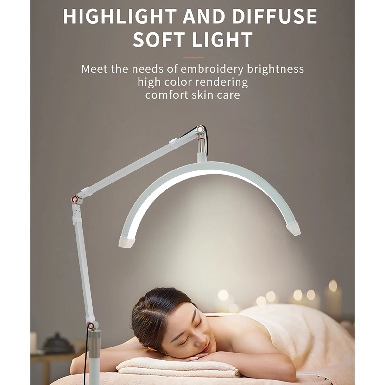 Andoer HD-M2X 20W Floor LED Video Light Half-moon Shaped Fill Light 3000K-6000K Dimmable with Metal Light Stand Phone