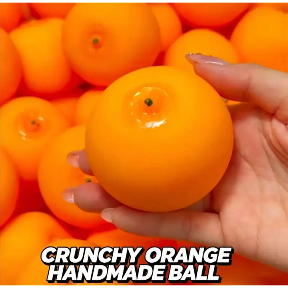 Trending Orange Crispy Ball Squeeze Toy, Crunchy Sound Slow Rising Stress Relief Fidget Toy, Ideal Gift For Friends All Ages