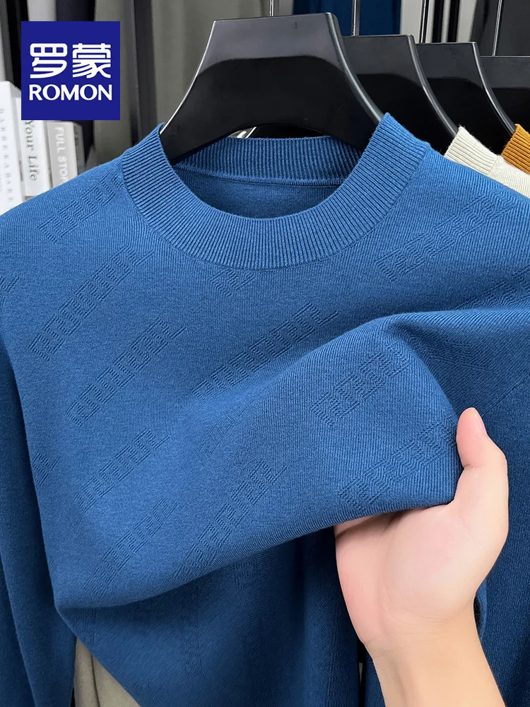 

Rn Men's round Ne Long Sve Knitted Sweater Faionable Casual Versatile Base Layer Hoodie Winter Warm Color