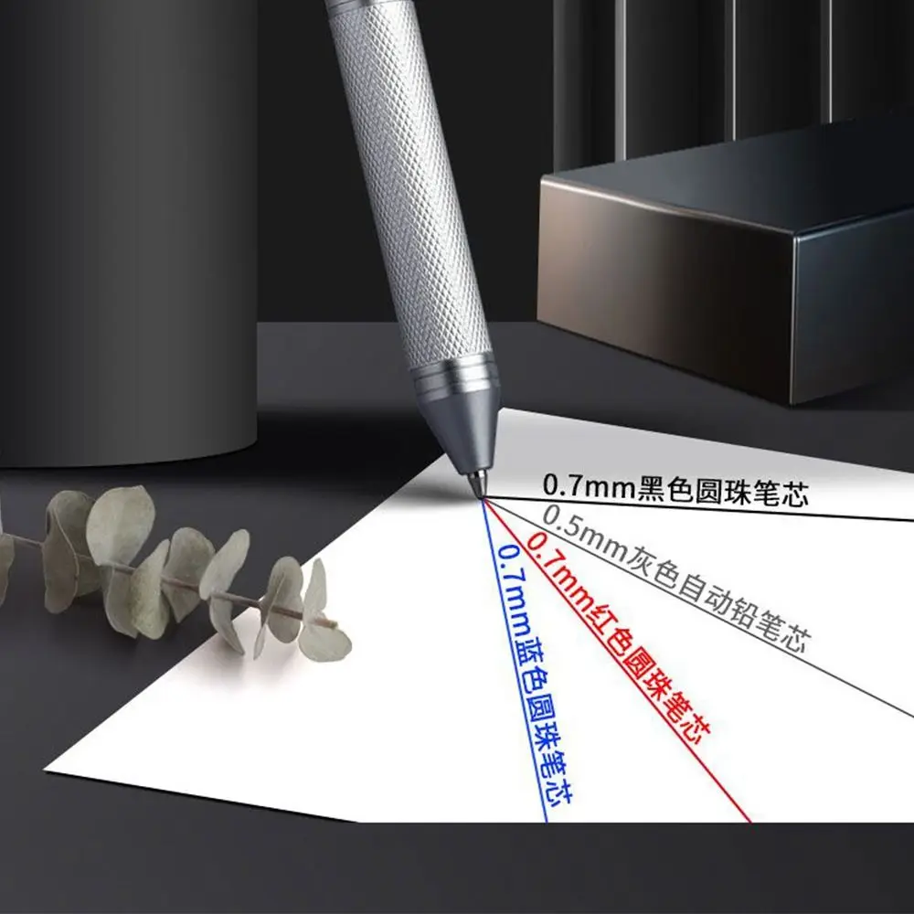 Creative 3 Colors Ink Gravity Sensing Pen Press Type Metal Multi-Function Pen 4 in 1 Gel Pen Student Gift