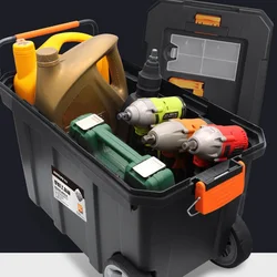 Boîte à outils portable multifonctionnelle avec roues, plastique, grands outils, boîtes d'évaluation, électricien, accessoires de réparation spéciaux Hardwa