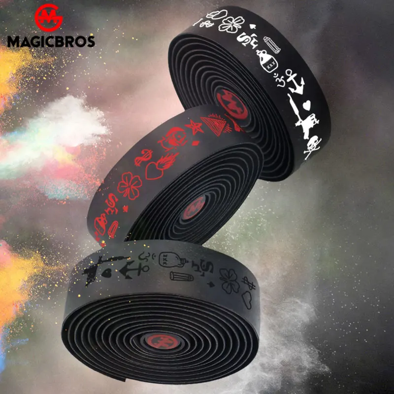 

MAGICBROS Road Bike Handlebar Tape Reflective Comfortable Soft Shock-absorbing Wrap Grip Belt Silicone Road Bicycle Bar Tape