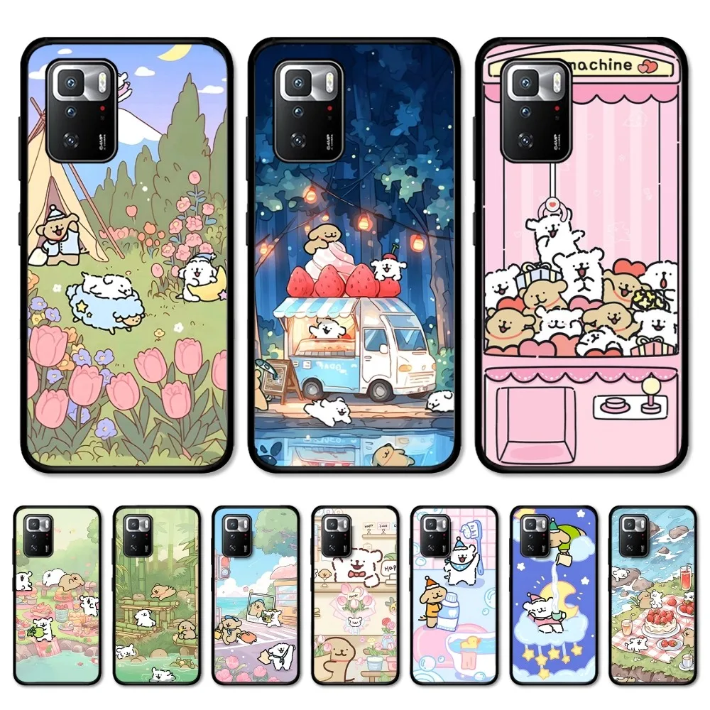 Cute Line Puppy Phone Case For Redmi Note 4 X 5 A 6 7 8 T 9 9S 10 11 11S 11Epro Poco M3 Pro