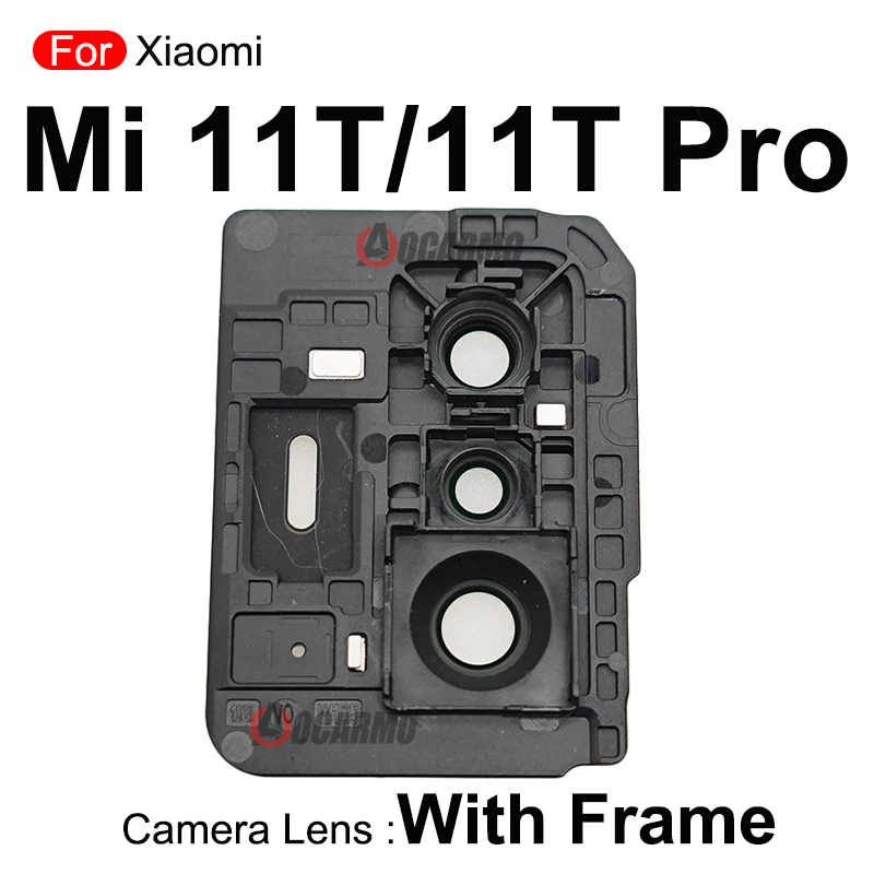 Aocarmo For Xiaomi 11T Mi11T Pro Rear Back Camera Glass Lens With Frame Replacement Repair Parts