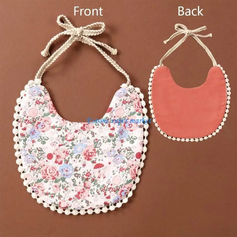 

090B Baby Cotton Linen Printing Bibs Double Sided Feeding Saliva Towel Bandana Scarf for Newborn Infants Shower Gifts