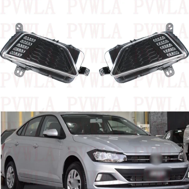 Front Bumper LED DRL Daytime Running Lights Fog Lamp 2G0941661B  2G0941662B For VW Virtus 2018 2019 2020 2021 2022