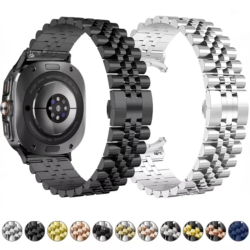 Banda de metal para samsung galaxy watch 8 clássico 46mm 44mm 40mm pulseira de aço inoxidável para galaxy watch ultra 2025 cinto