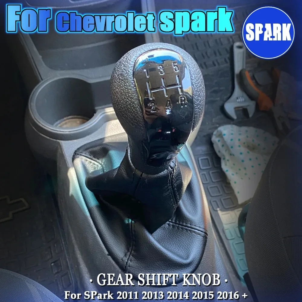 

Car 5 Speed Manual Gear Shift Knob For Chevrolet Matiz Spark M300 2011 2012 2013 2014 2015 2016+ Black Leather Gaiter Boot Cover