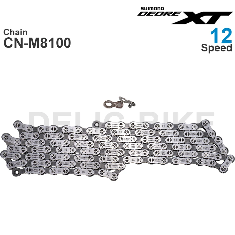 Original SHIMANO DEORE XT M8100- 12-Speed Bicycle Chains CN-M8100 HYPERGLIDE+ - SIL-TEC - MTB Chain 116/126L with Quick Link