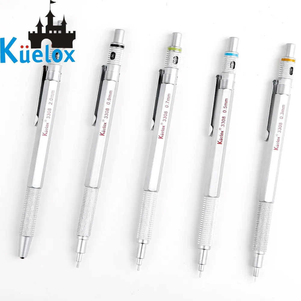 1PCS KUELOX Full Metal Mechanical Pencil 0.3/0.5/0.7/0.9 Comics Drawing Automatic Pencil Professional Class stationery