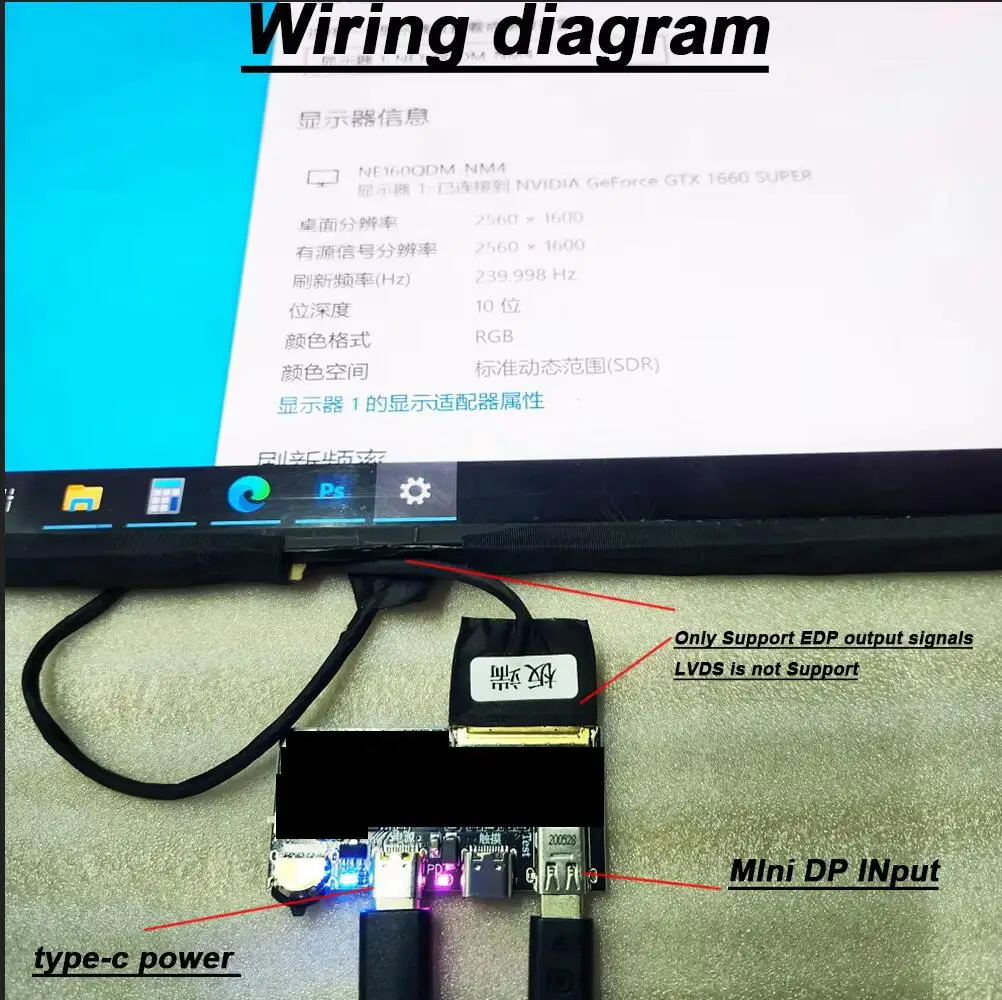 Imagem -02 - Adaptador de Sinal de Placa de Driver 4k 120hz dp para Edp 2k 144hz 240hz 60hz 30pin 40pin Tela Lcd Laptop Cabo Coaxial Edp