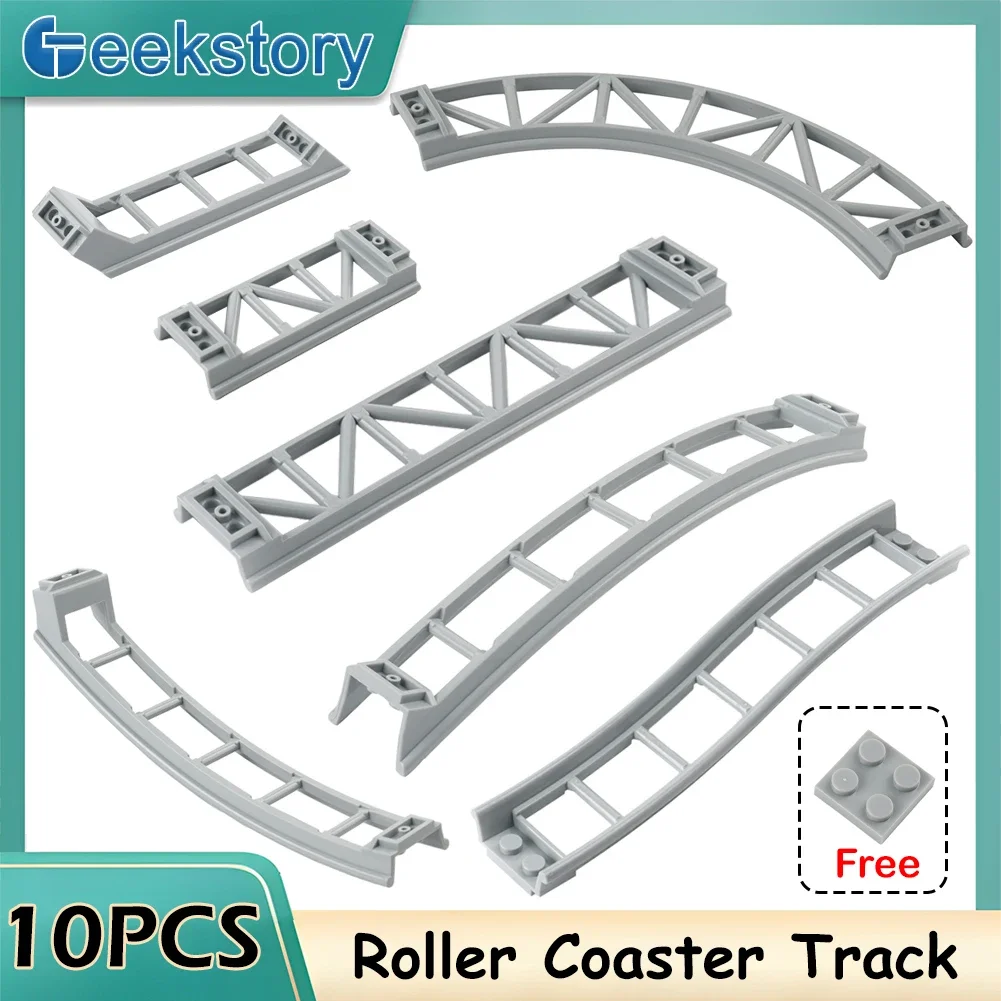 10PCS Track Roller Coaster Small Particle Technical Building Block Parts City Train Series 26022 25059 Compatible with LEGOeds