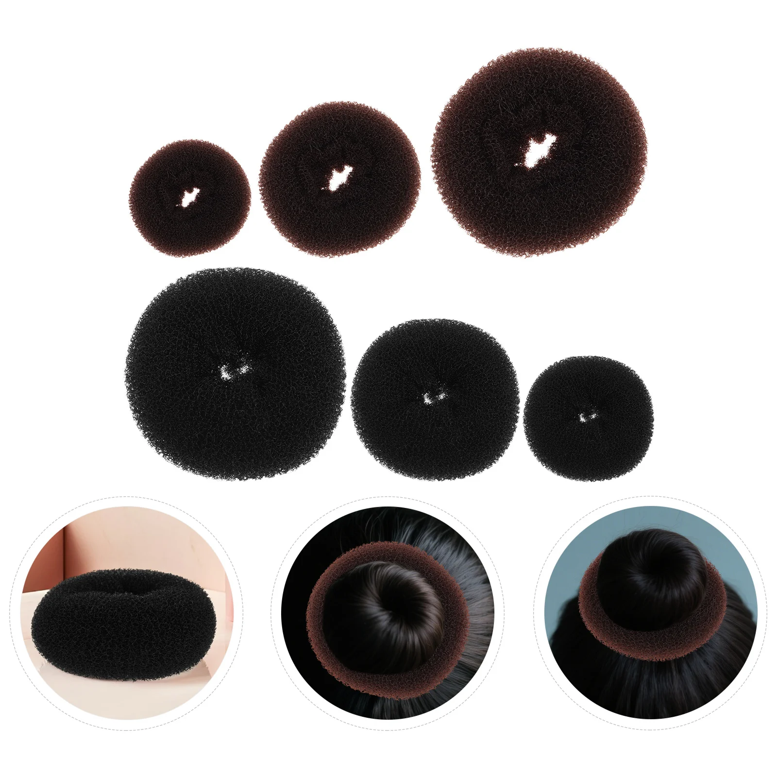 

12 шт., пончик для волос, средний, большой, очень большой, черный, коричневый, инструмент для изготовления балетных булочек, легкий формирователь пончиков для укладки волос для женщин, тонкий
