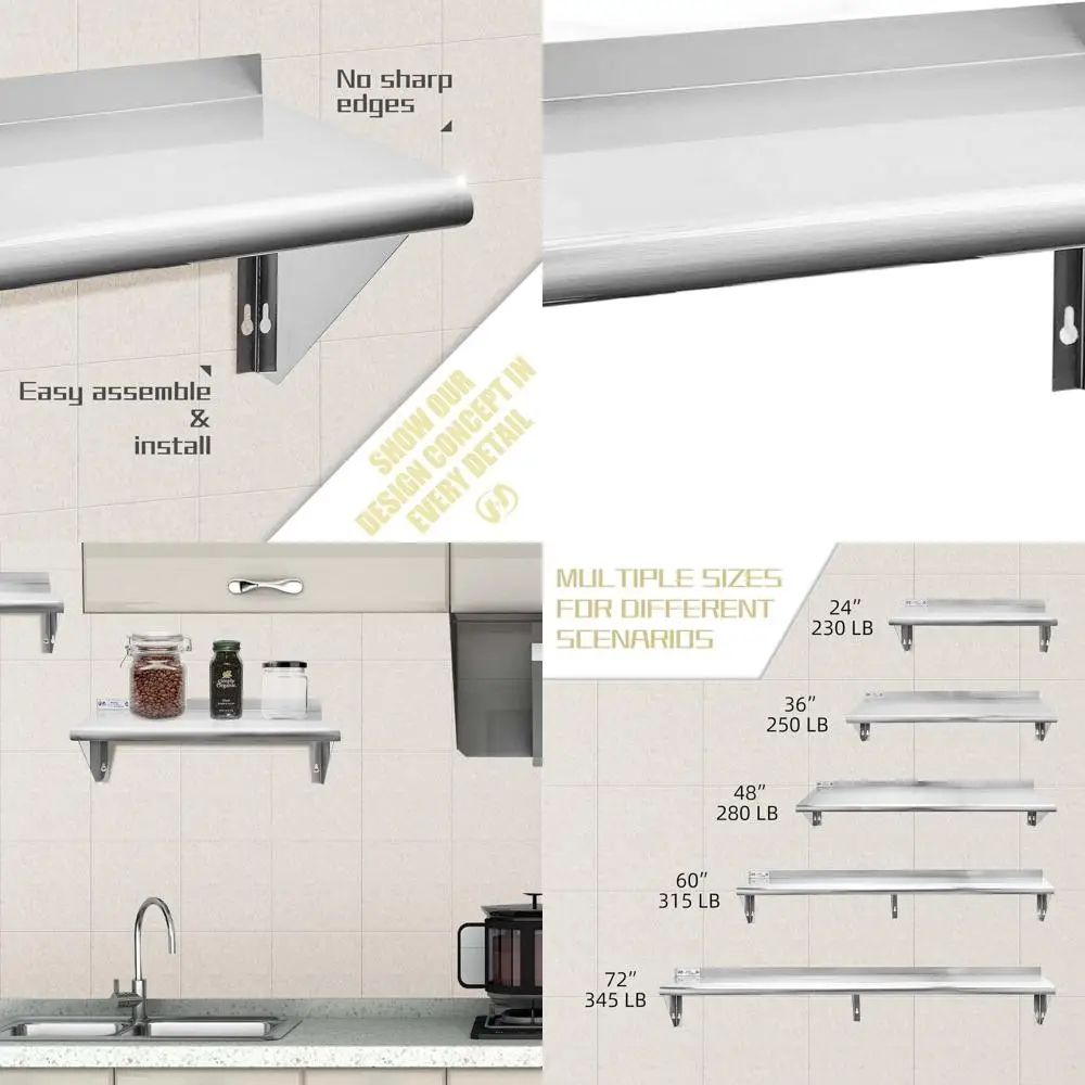 

Сертифицированная NSF плавающая полка из нержавеющей стали 12 x 24, вместимость 230 фунтов, для коммерческого использования в ресторанах, кухонах, домах и высоте.