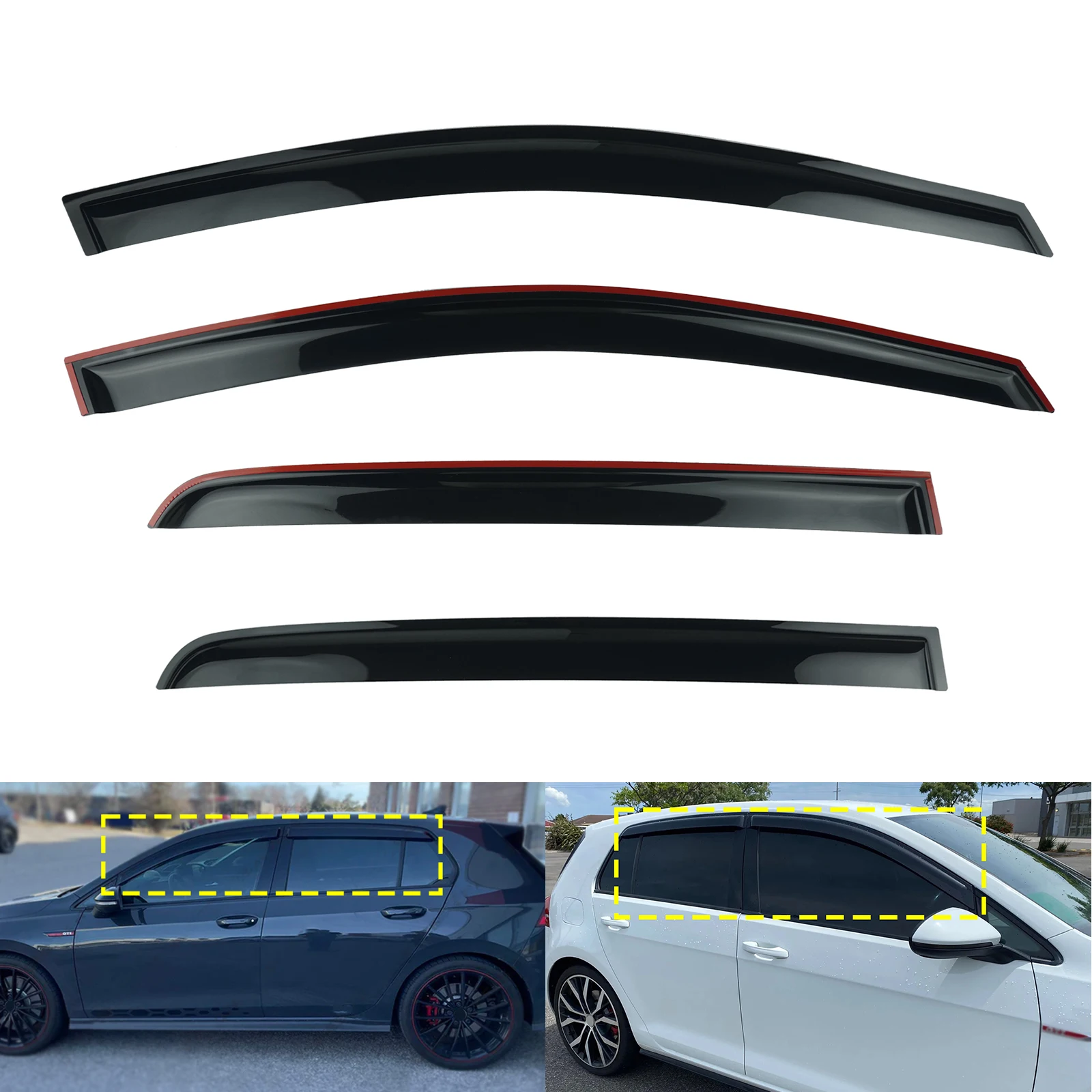 4-delige set zwarte auto raam wind regen zon deflector beschermplaten voor VW Golf MK7 MK8 VII VIII Hatchback 5-deurs