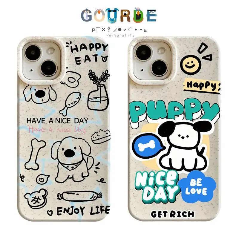 

Gourde Cute Fun Puppy Cartoon patterns Phone Case for Iphone 16 15 14 12 13 11 Pro Max IP 7 8 Plus Iphon X XS XR Xs Max