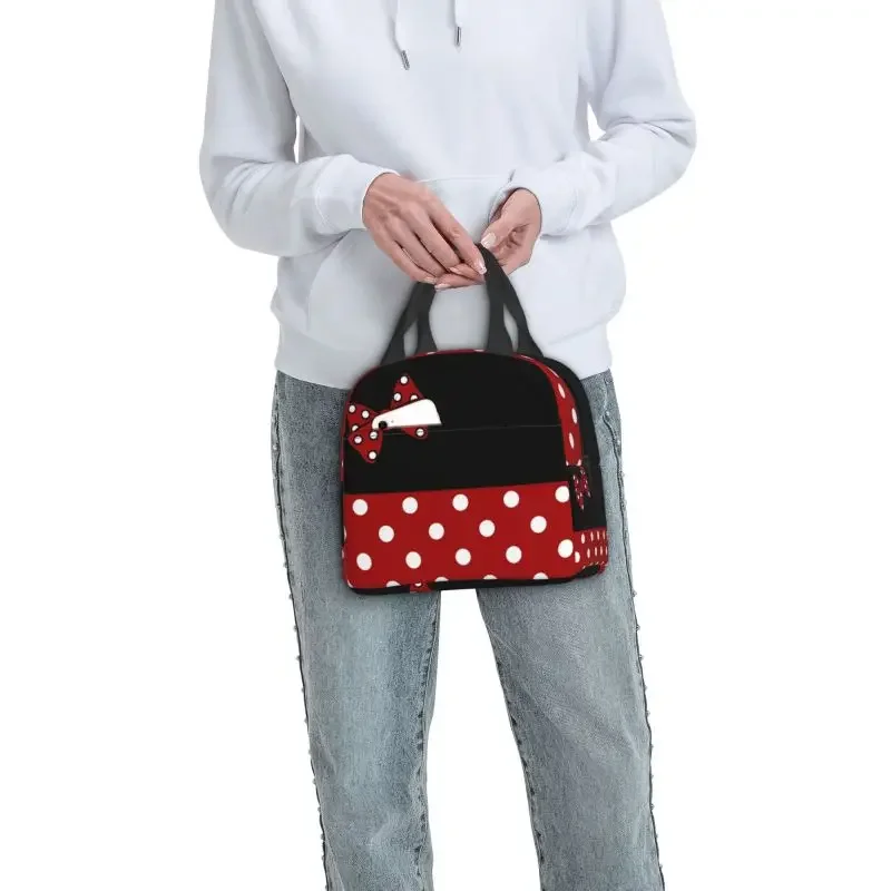 Fai da te simpatico cartone animato Minnie personaggio borse da pranzo isolate per il campeggio viaggio Resuable Cooler Thermal Bento Box donna bambini