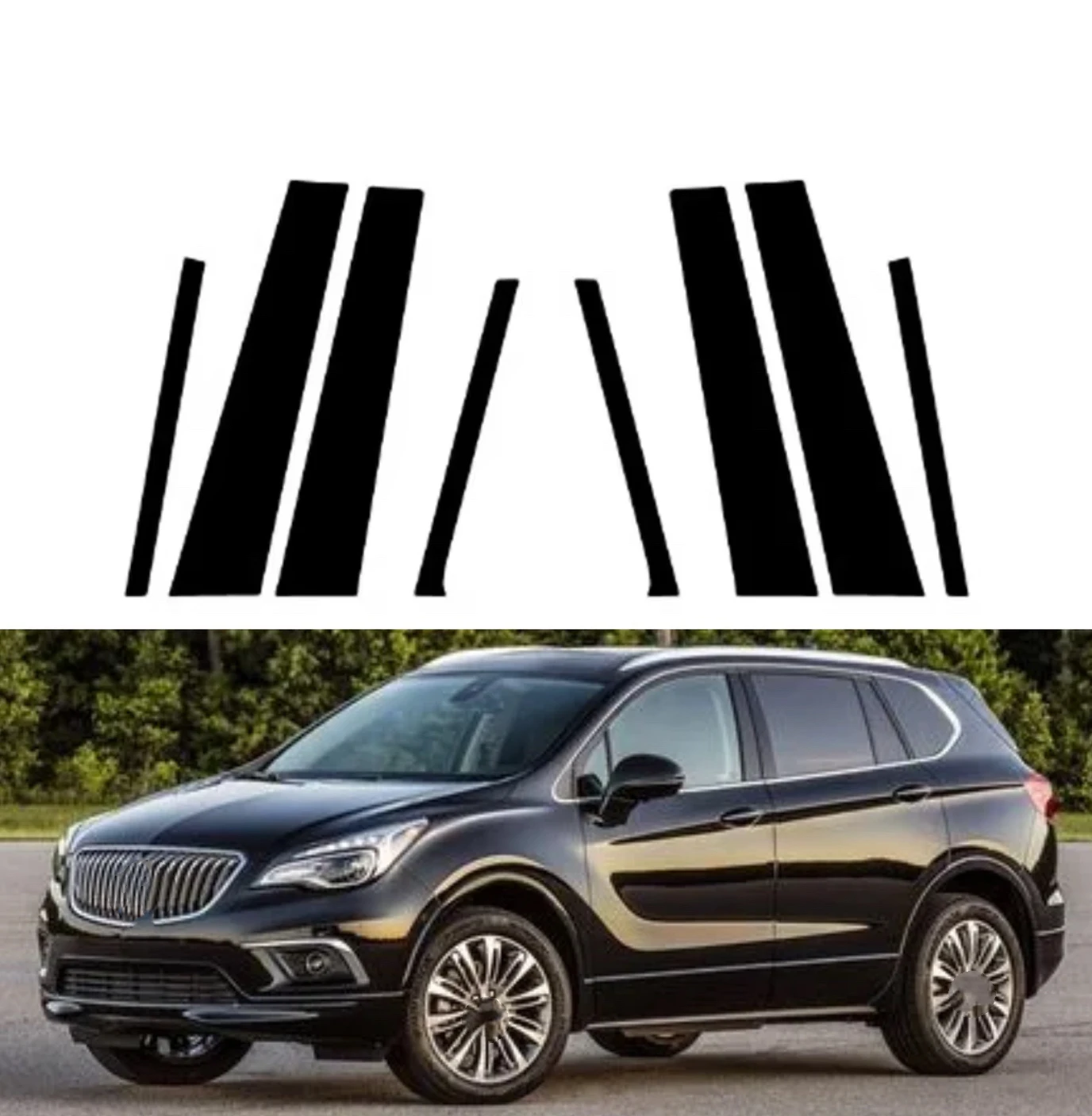 Glossy Black Pillar Posts Door Trim Decal Cover Fit For Buick Envision 2016 2017 2018 2019 2020 BC Column Sticker