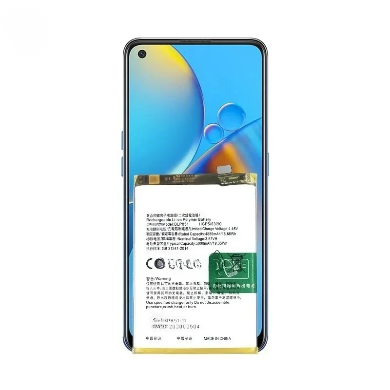 Verbesserter 5000 mAh BLP851 Ersatzakku für OPPO A74 4G/F19/A95 4G/Reno 6 Lite CFH2365 CHP2365 CPH2219 Handy-Akku
