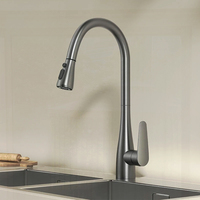 Pull-out rotatable grey kitchen sink Basin Faucets Single Hole Swivel 360 Degree Water Mixing Tap Mixer for Home Use