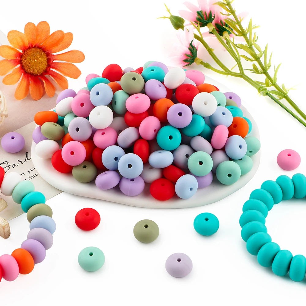 

Kovict 10/50Pcs/Lot 14mm Abacus Lentil Silicone Beads For Jewelry Making DIY Necklace Bracelets Keychain Accessories Wholesale