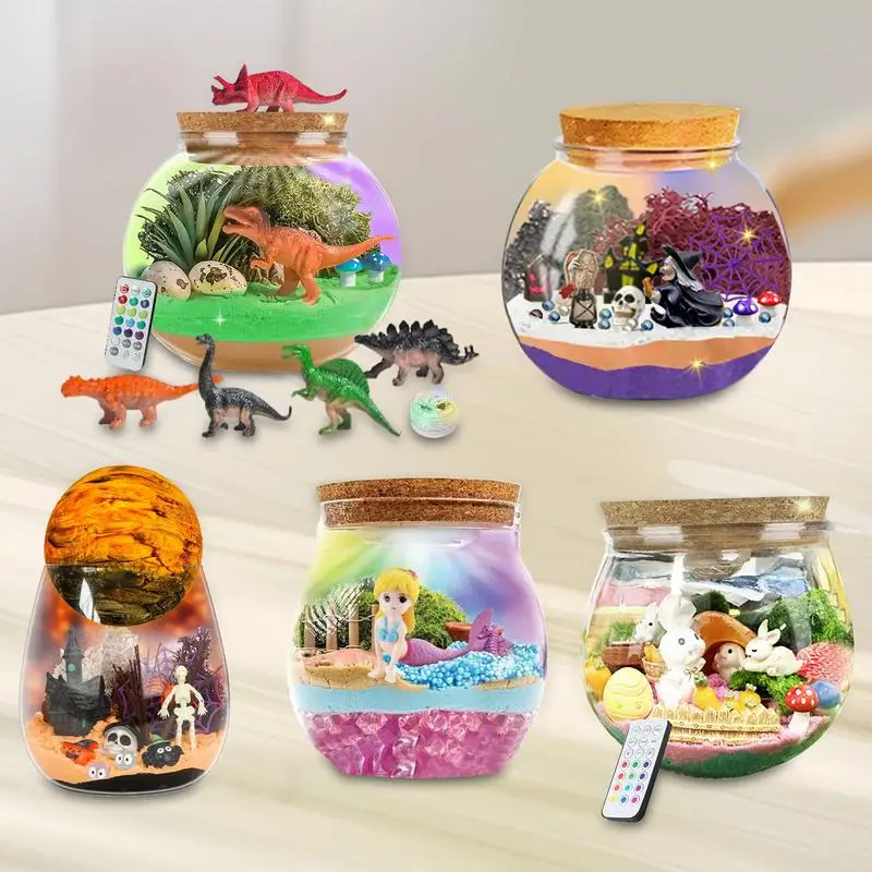 

Glass Bottle with Toys Inside Landscape Bottle Toy Container Decor Exquisite Educational Craft Ecosystem Room Decor