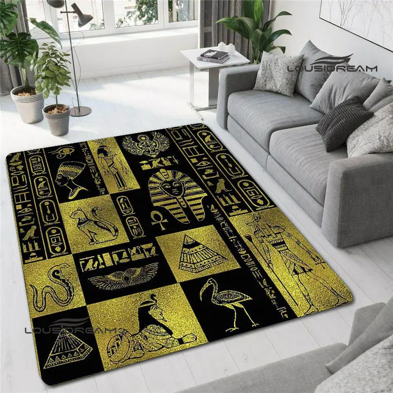 Egyptian pictograph and symbol printing carpet fashion home decoration non -slip carpet photography prop birthday gift