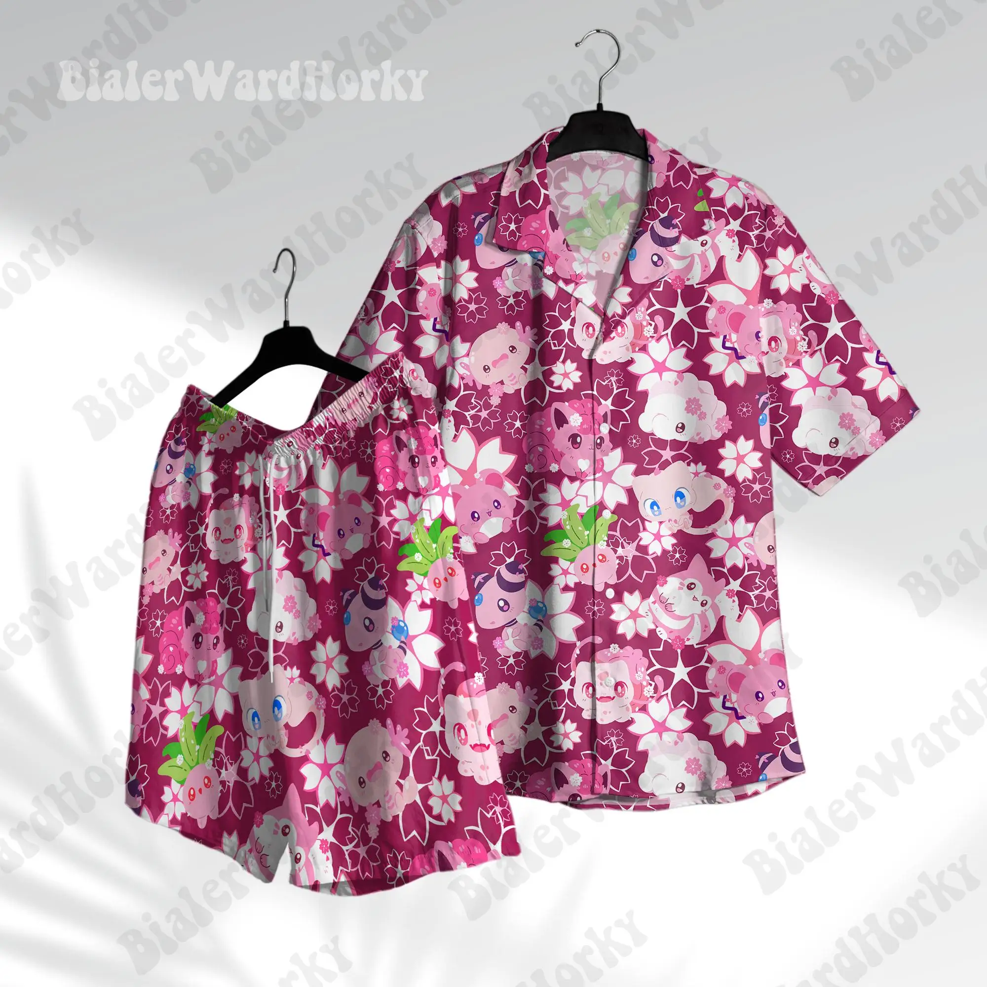 T-shirt graphique Pokémon 2026 Mew, chemise hawaïenne, cadeaux pour fans, mode estivale, T-shirt homme, vêtements enfant, Tee Y2K femme ﻿